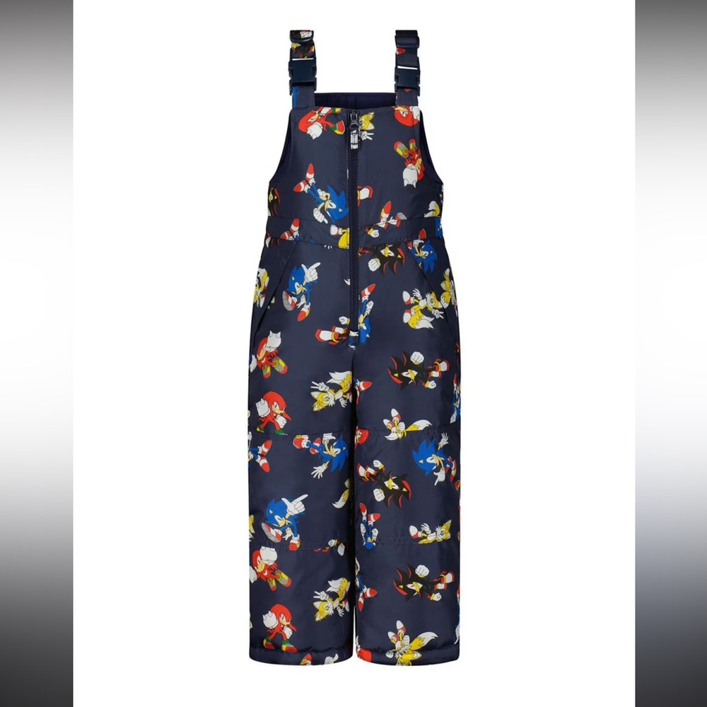 NWT Sonic The Hedgehog Snow Bib Pants Zipper 2T